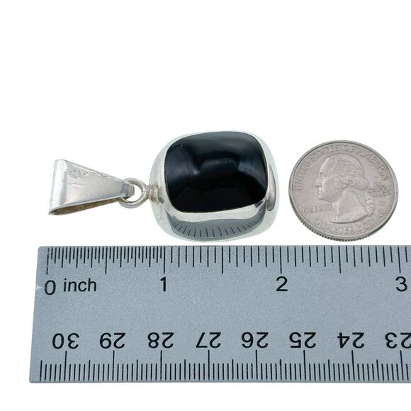 Vintage Mexico Taxco TZ-17 Sterling Silver 925 Black Onyx Slide Pendant - Picture 4 of 5